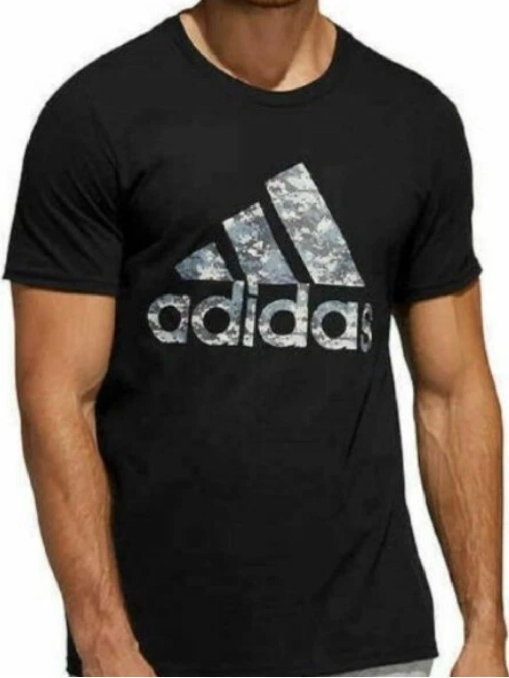 Adidas Men's Camo Badge of Sport Graphic Tee - Black Sz L NWT